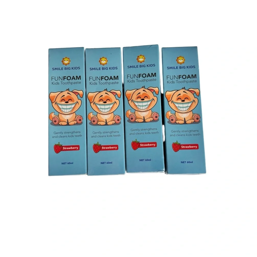 Bundle of 4 Fun Foam kids toothpaste Strawberry flavor